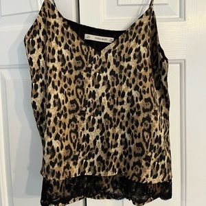 Zara silk cheetah shirt